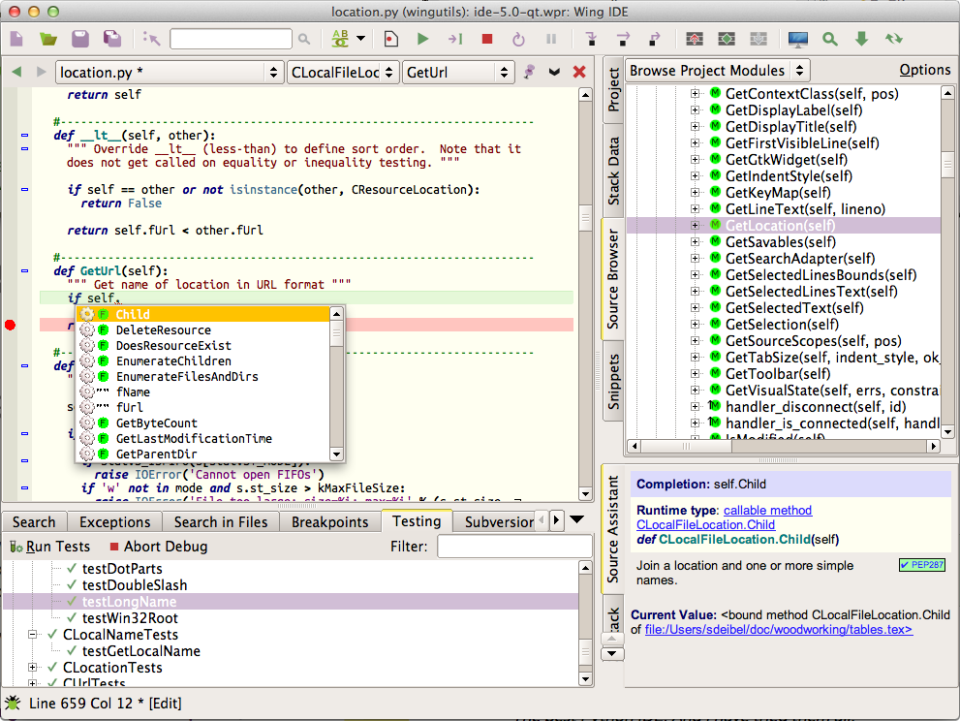 screenshot of Wing Python IDE